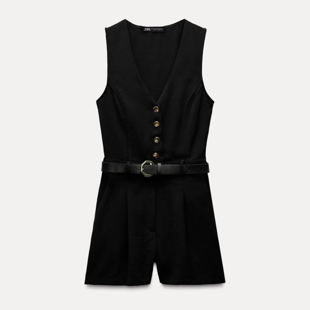 NWT ZARA BLACK SHORT JUMPSUIT ROMPER COCKTAIL PARTY CLUBWEAR/3897/161/800 SZ L